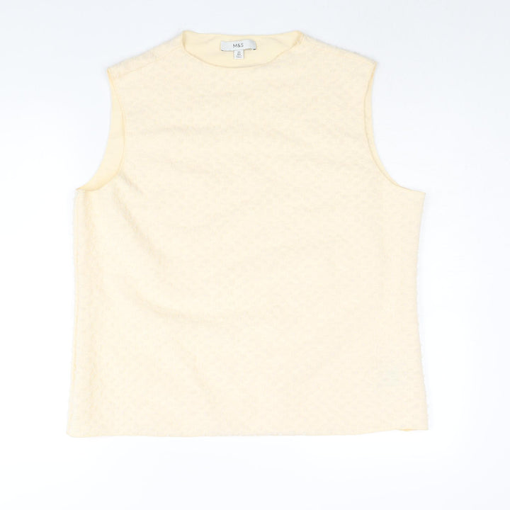 Marks and Spencer Womens Beige Polyester Camisole Blouse Size 24 Round Neck - Textured