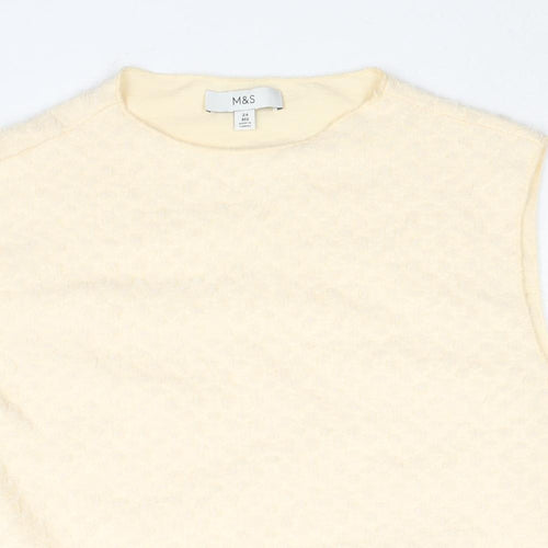 Marks and Spencer Womens Beige Polyester Camisole Blouse Size 24 Round Neck - Textured