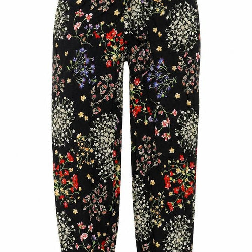 Artisan Womens Black Floral Viscose Harem Trousers Size S L29 in Regular Drawstring