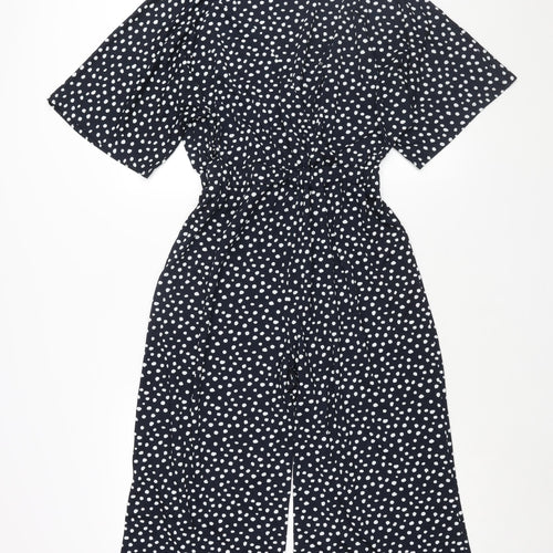 NEXT Womens Blue Polka Dot Polyester Jumpsuit One-Piece Size 10 L17 in Snap