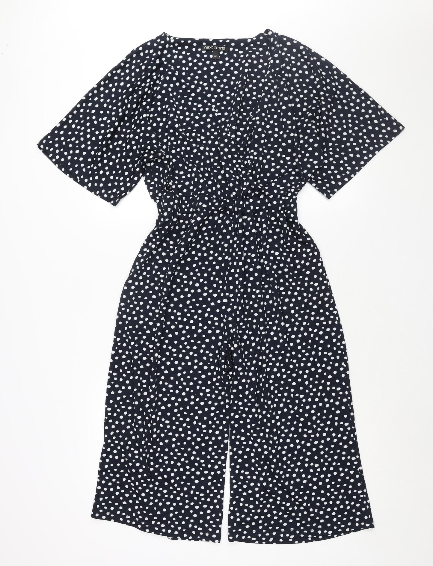 NEXT Womens Blue Polka Dot Polyester Jumpsuit One-Piece Size 10 L17 in Snap