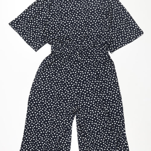 NEXT Womens Blue Polka Dot Polyester Jumpsuit One-Piece Size 10 L17 in Snap