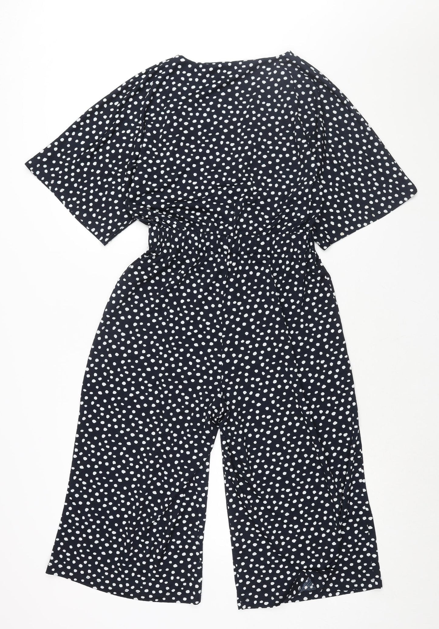 NEXT Womens Blue Polka Dot Polyester Jumpsuit One-Piece Size 10 L17 in Snap