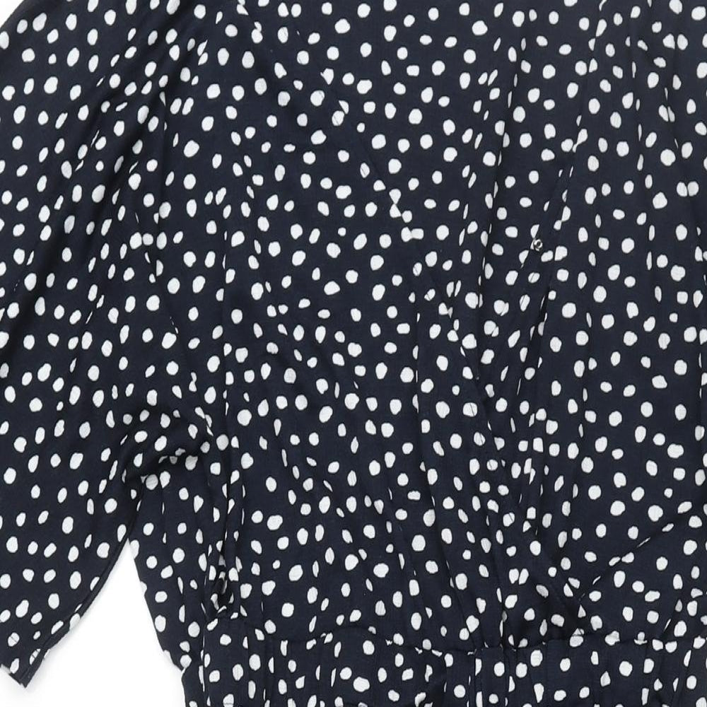 NEXT Womens Blue Polka Dot Polyester Jumpsuit One-Piece Size 10 L17 in Snap