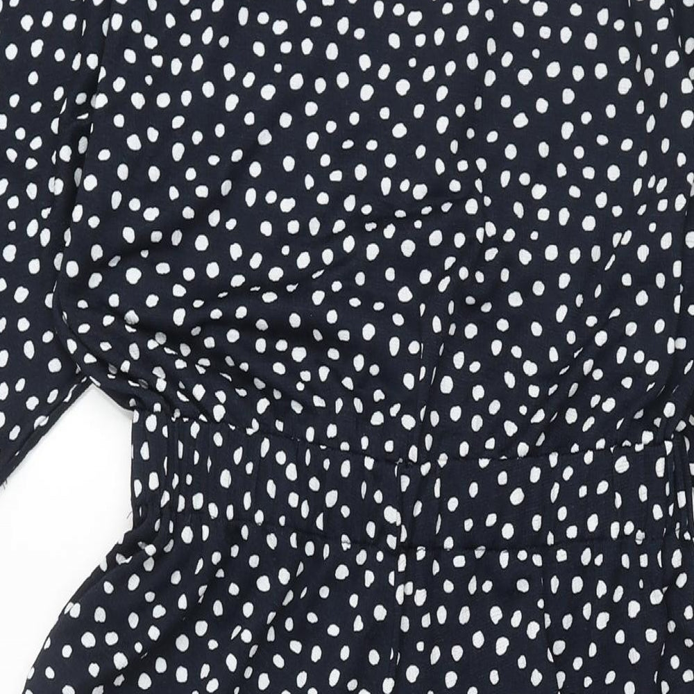 NEXT Womens Blue Polka Dot Polyester Jumpsuit One-Piece Size 10 L17 in Snap