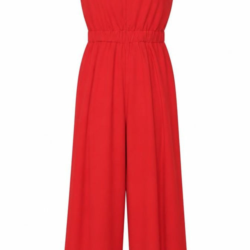 Divided by H&M Womens Red Polyester Jumpsuit One-Piece Size 10 L24 in Zip - Cut Out Tie Detail