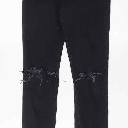 Topshop Womens Black Cotton Skinny Jeans Size 26 in L32 in Regular Zip