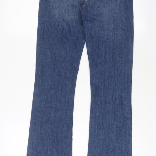 Marks and Spencer Womens Blue Cotton Flared Jeans Size 8 L32 in Slim Zip