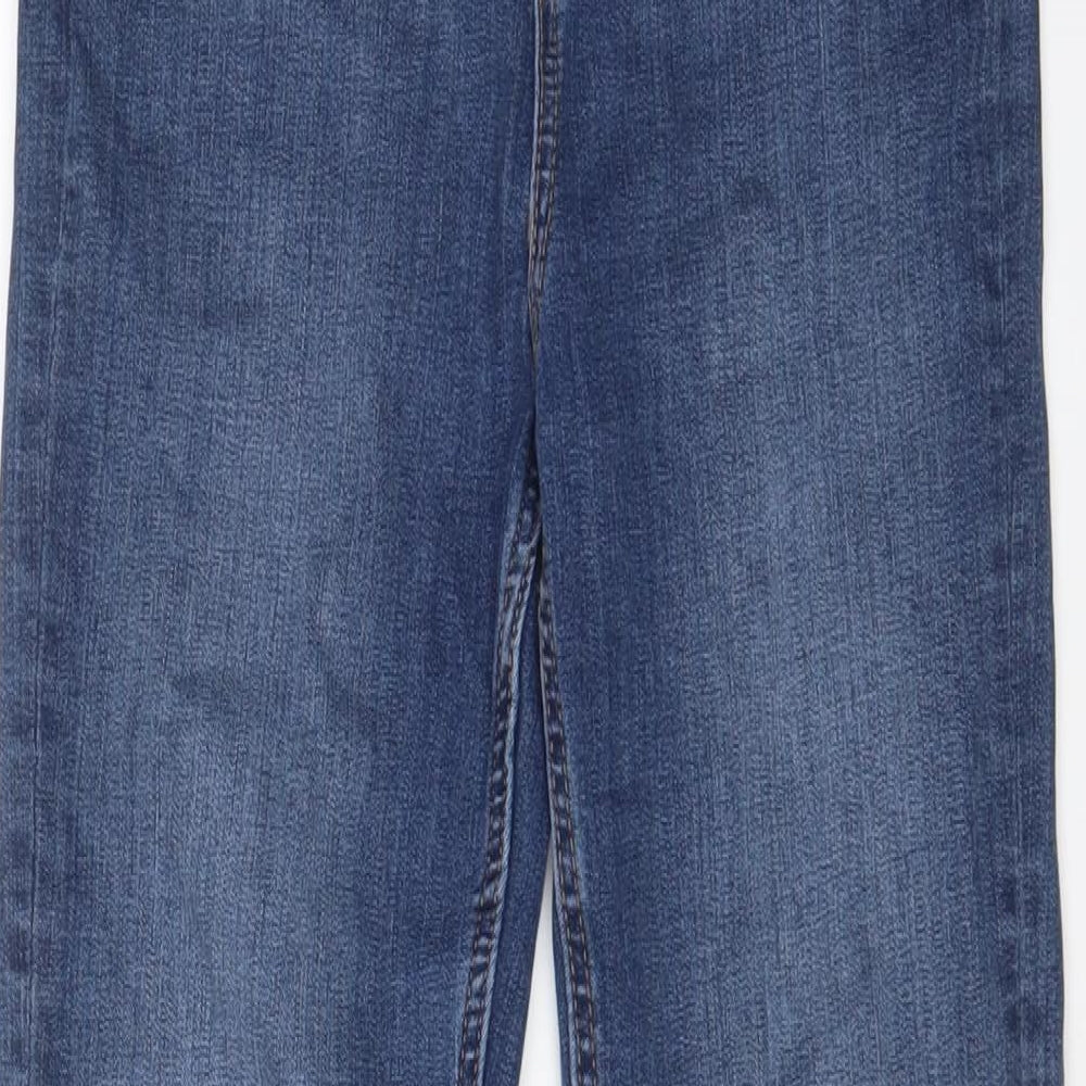Marks and Spencer Womens Blue Cotton Flared Jeans Size 8 L32 in Slim Zip