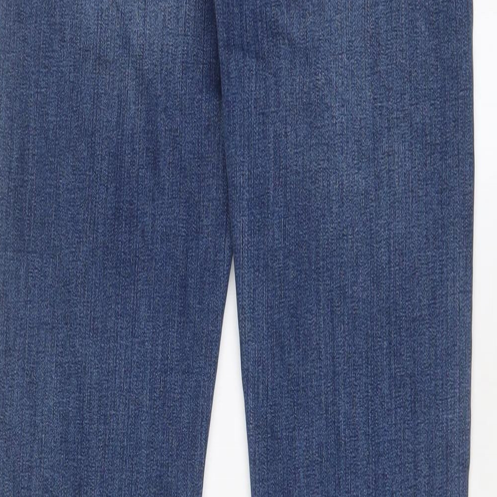 Marks and Spencer Womens Blue Cotton Flared Jeans Size 8 L32 in Slim Zip