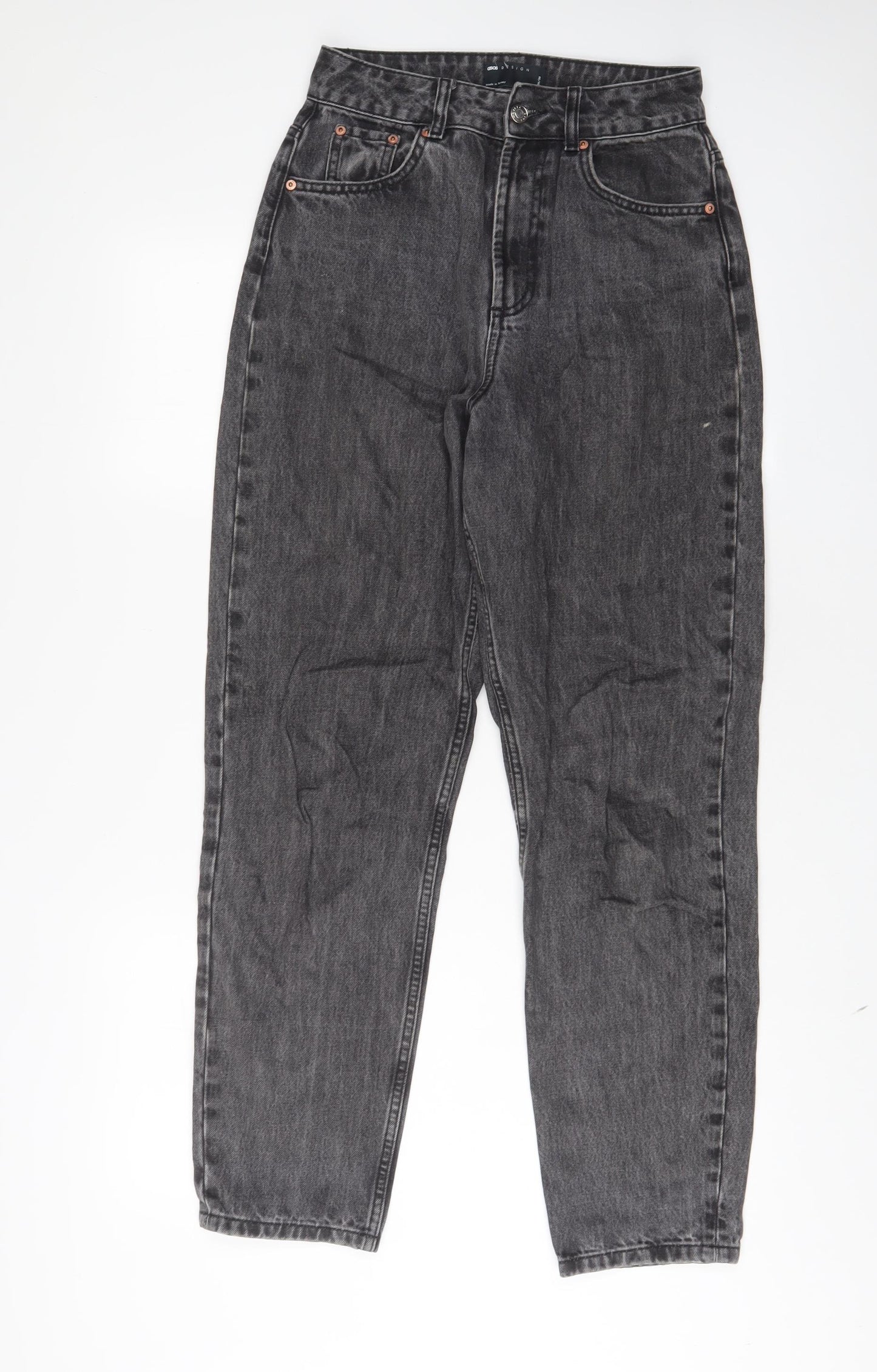 ASOS Womens Grey Cotton Mom Jeans Size 25 in L30 in Regular Zip