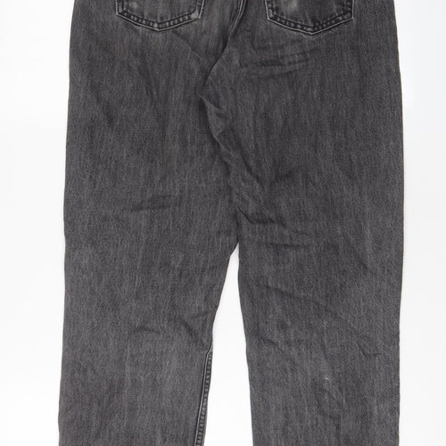 ASOS Womens Grey Cotton Mom Jeans Size 25 in L30 in Regular Zip