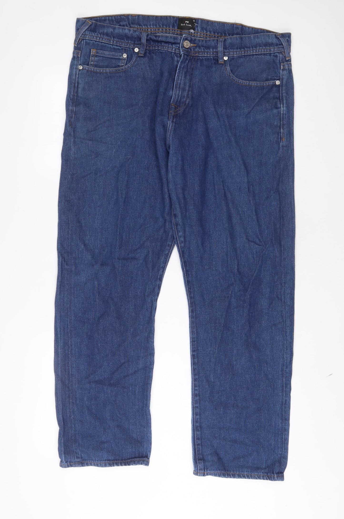 Paul Smith Mens Blue Cotton Straight Jeans Size 38 in L30 in Regular Zip