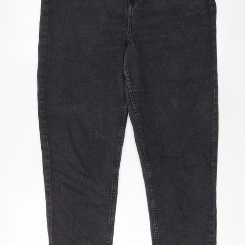 Denim & Co. Womens Grey Cotton Tapered Jeans Size 14 L27 in Regular Zip