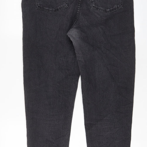 Denim & Co. Womens Grey Cotton Tapered Jeans Size 14 L27 in Regular Zip