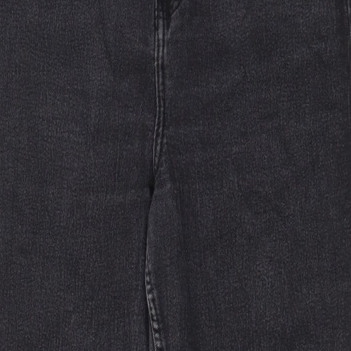 Denim & Co. Womens Grey Cotton Tapered Jeans Size 14 L27 in Regular Zip