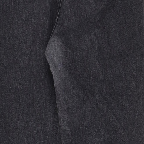Denim & Co. Womens Grey Cotton Tapered Jeans Size 14 L27 in Regular Zip