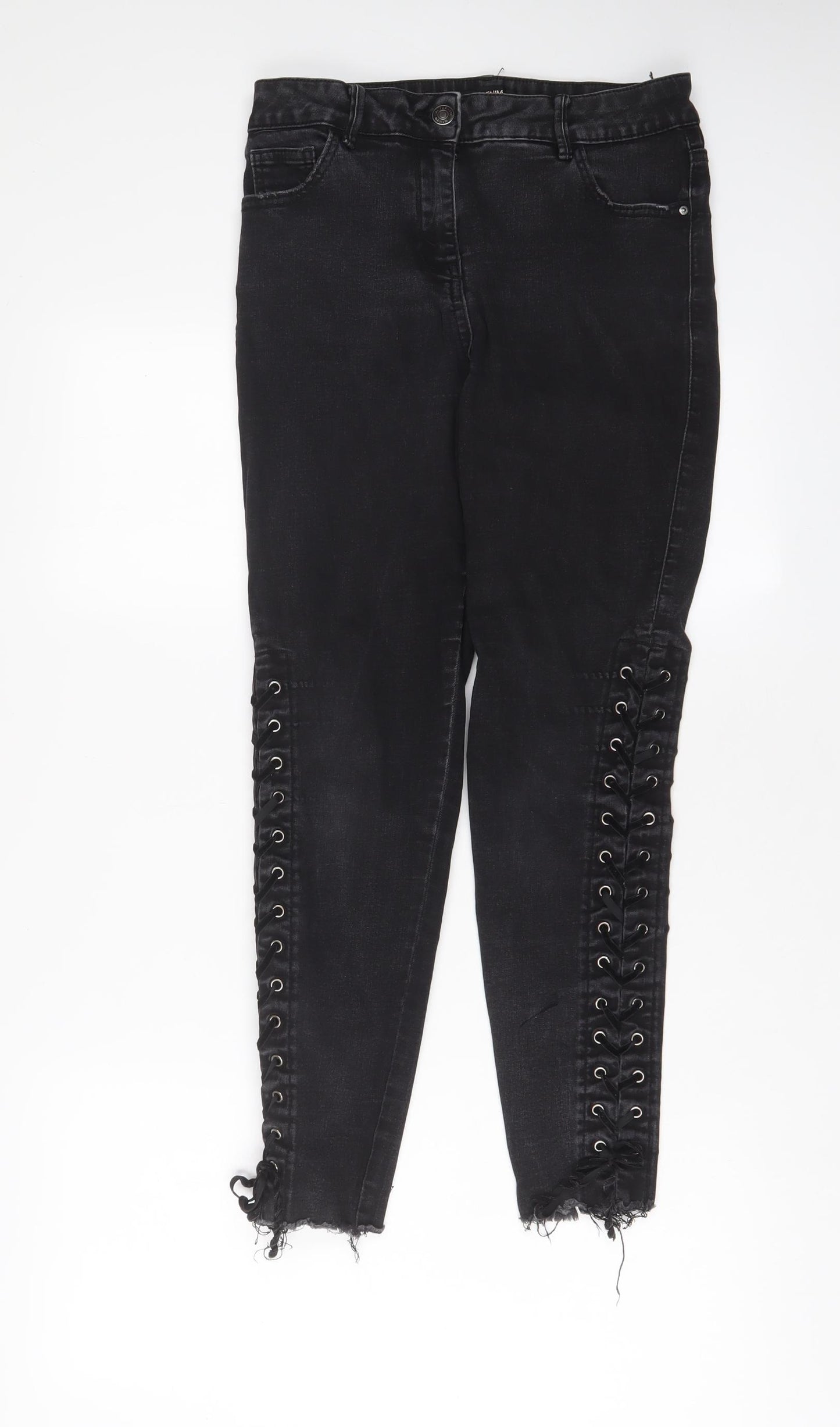 Matalan Womens Black Cotton Skinny Jeans Size 10 L26 in Regular Zip