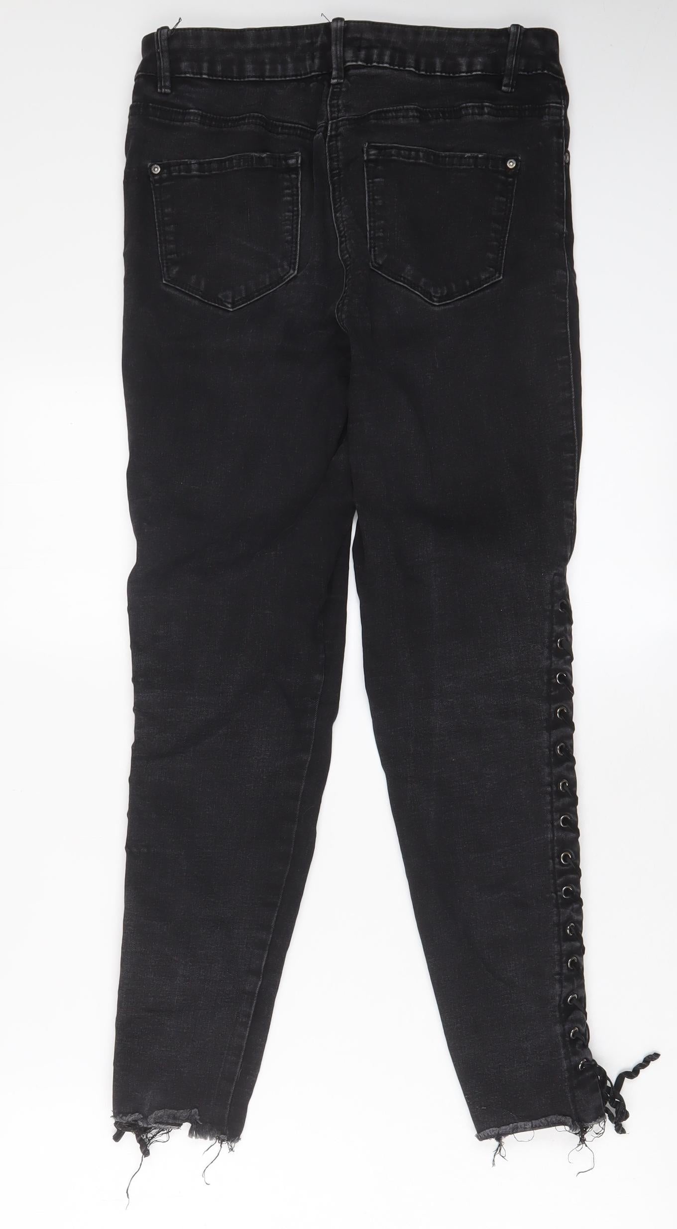 Matalan Womens Black Cotton Skinny Jeans Size 10 L26 in Regular Zip