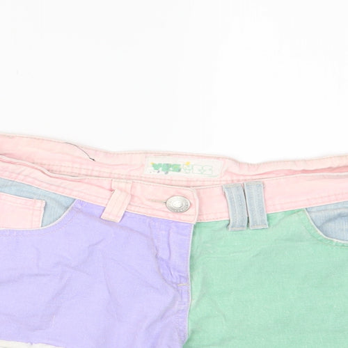 YESYES Womens Multicoloured Colourblock Cotton Basic Shorts Size 10 Regular Zip