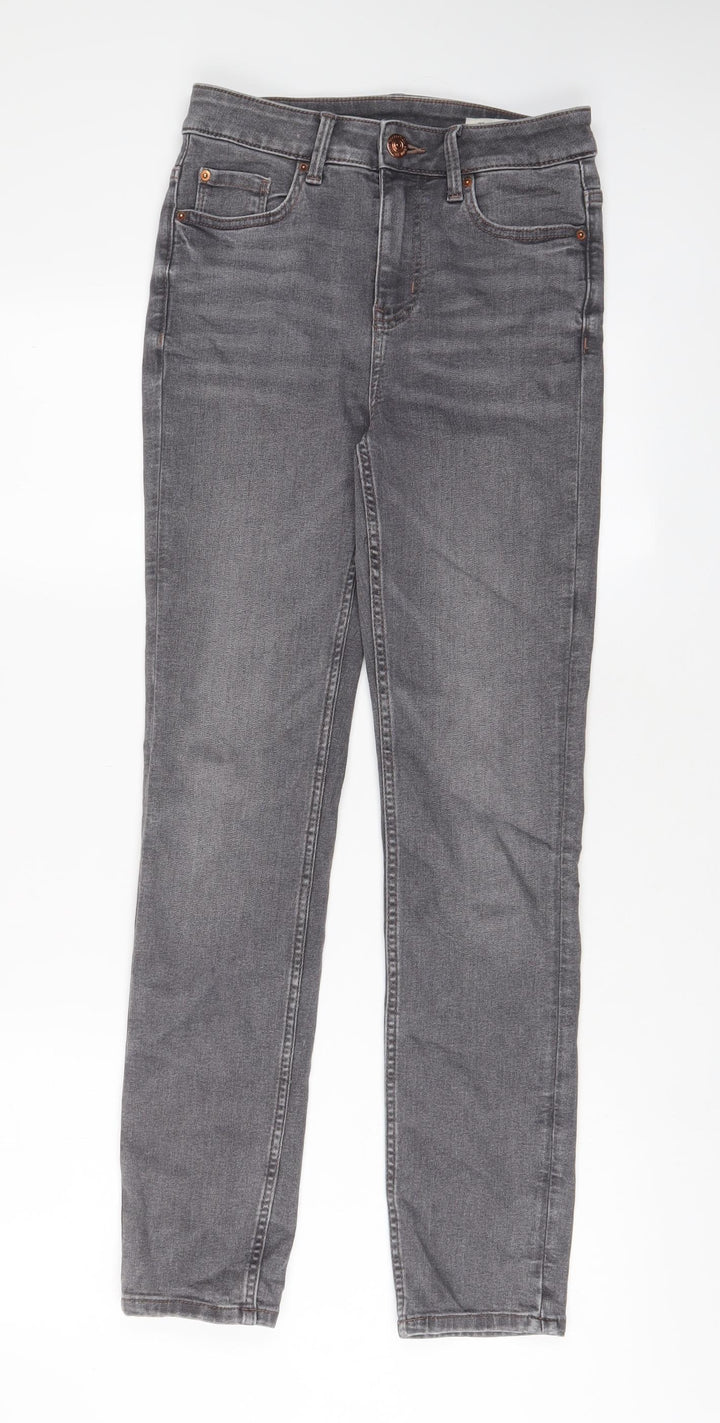 Marks and Spencer Womens Red Cotton Straight Jeans Size 8 L29 in Slim Zip