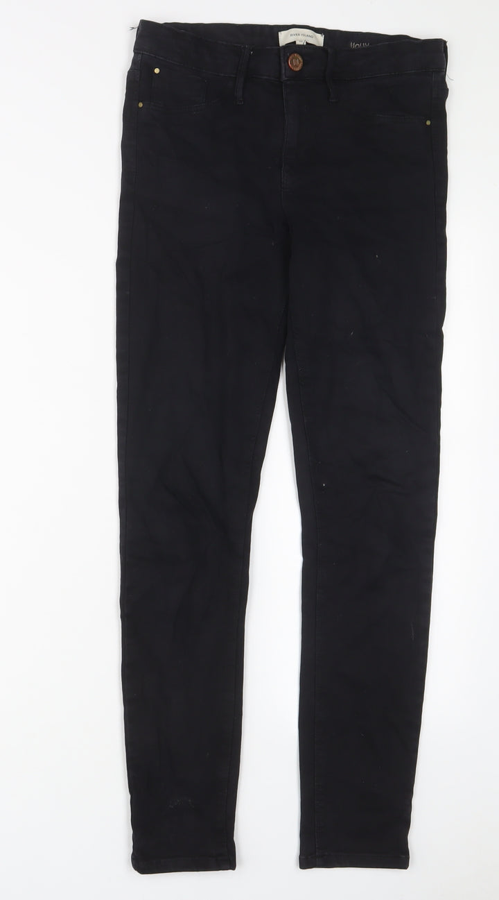River Island Womens Black Cotton Skinny Jeans Size 10 L28 in Regular Zip