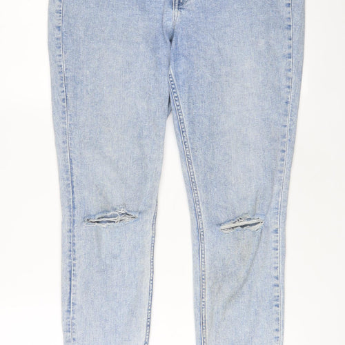 H&M Womens Blue Cotton Skinny Jeans Size 16 L29 in Regular Zip