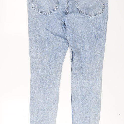 H&M Womens Blue Cotton Skinny Jeans Size 16 L29 in Regular Zip