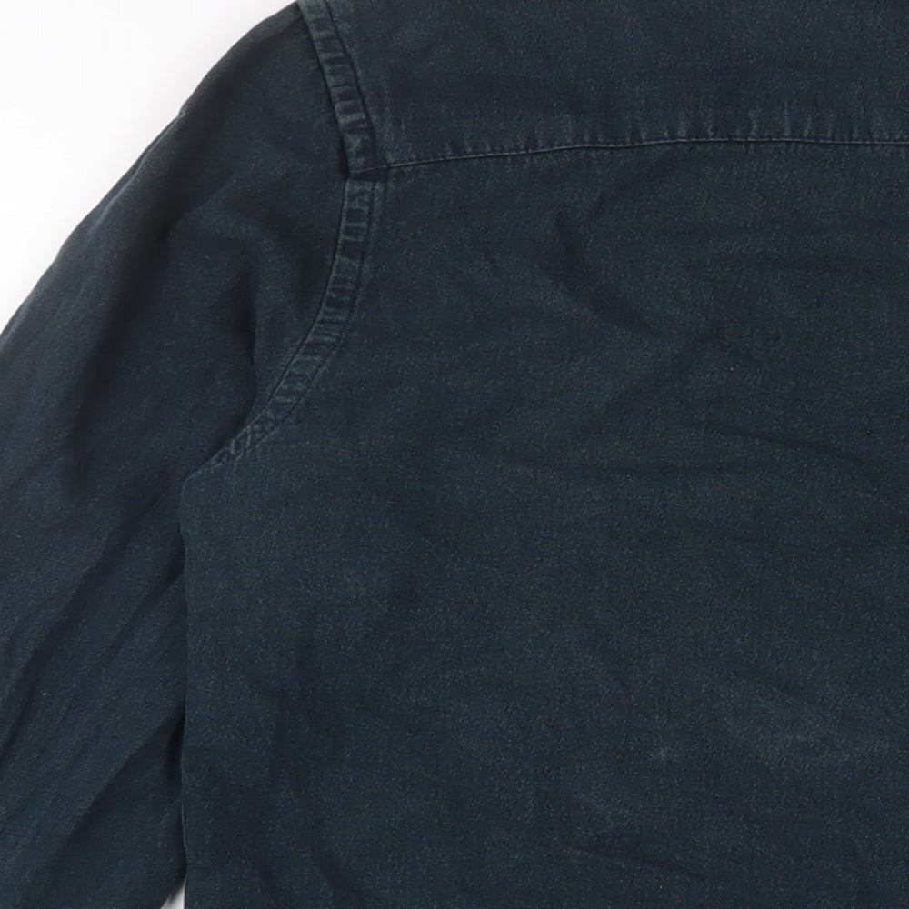 ASOS Mens Blue Cotton Button-Up Size M Collared Snap