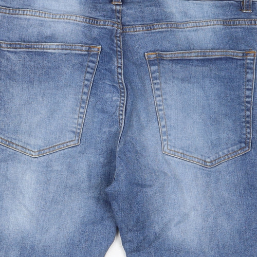 Easy Mens Blue Cotton Bermuda Shorts Size 34 in L11 in Slim Zip