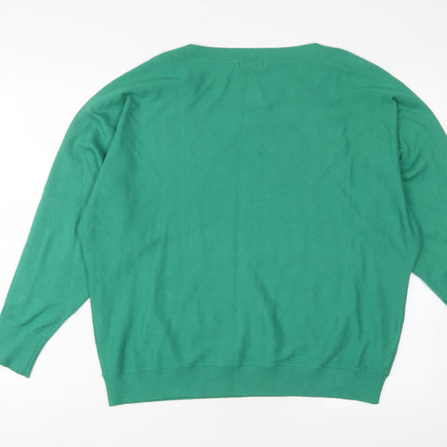 M&Co Womens Green Boat Neck Polyester Pullover Jumper Size 14 - Buttons
