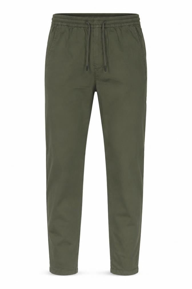Marks and Spencer Mens Green Cotton Trousers Size S L33 in Regular Drawstring - Long Leg