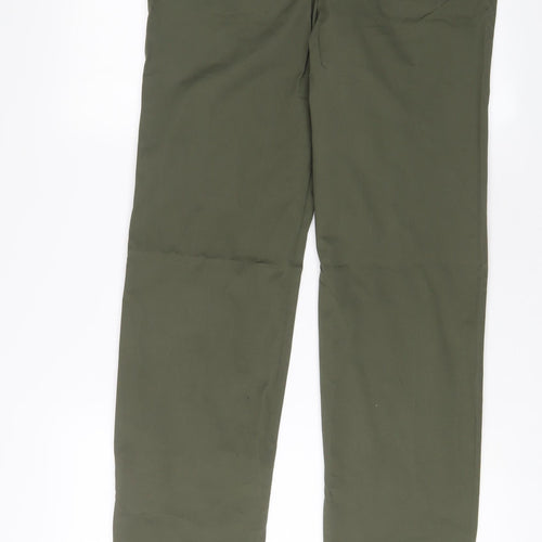 Marks and Spencer Mens Green Cotton Trousers Size S L33 in Regular Drawstring - Long Leg