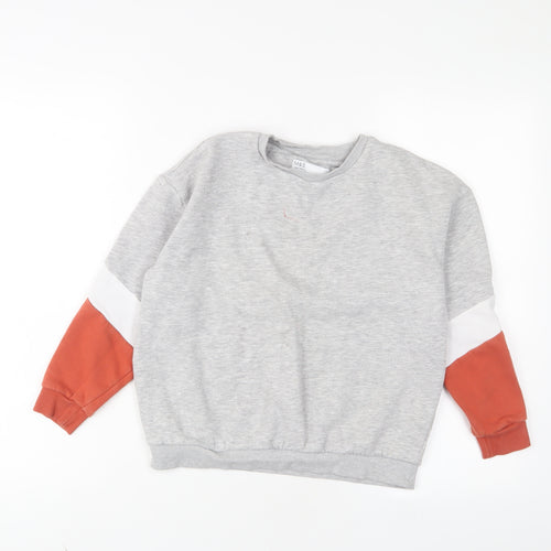 Marks and Spencer Boys Grey Geometric Cotton Pullover Sweatshirt Size 8-9 Years Pullover