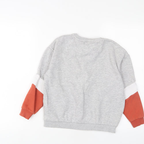 Marks and Spencer Boys Grey Geometric Cotton Pullover Sweatshirt Size 8-9 Years Pullover
