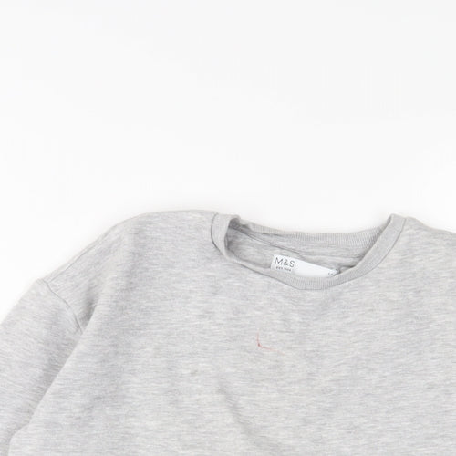Marks and Spencer Boys Grey Geometric Cotton Pullover Sweatshirt Size 8-9 Years Pullover
