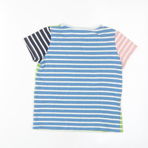Mini Boden Girls Multicoloured Striped Cotton Basic T-Shirt Size 6-7 Years Crew Neck Pullover