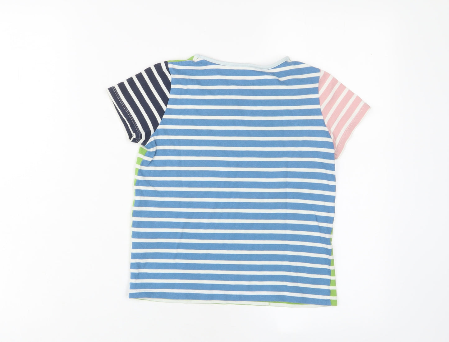 Mini Boden Girls Multicoloured Striped Cotton Basic T-Shirt Size 6-7 Years Crew Neck Pullover