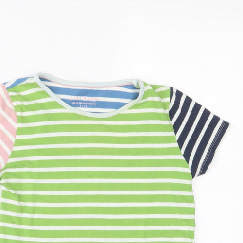 Mini Boden Girls Multicoloured Striped Cotton Basic T-Shirt Size 6-7 Years Crew Neck Pullover