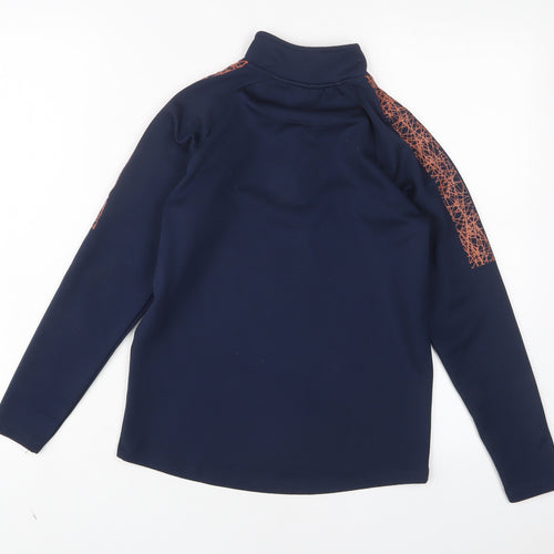 Dunnes Stores Boys Blue Polyester Basic Casual Size 9-10 Years High Neck Zip - 1/4 zip