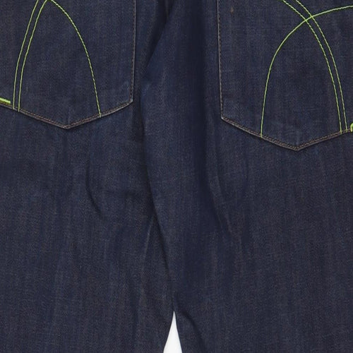 Henleys Mens Blue Cotton Straight Jeans Size 34 in L30 in Regular Zip