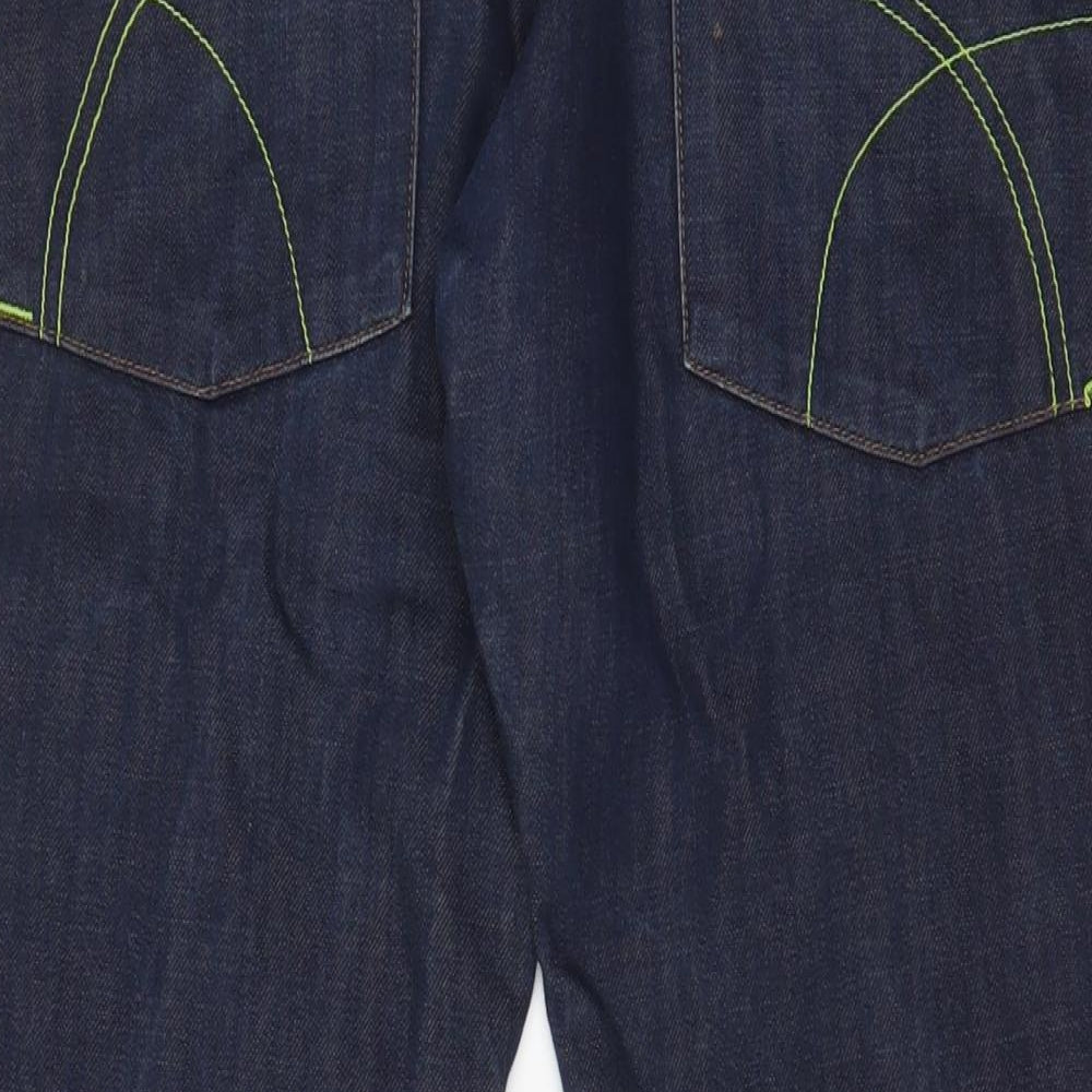 Henleys Mens Blue Cotton Straight Jeans Size 34 in L30 in Regular Zip