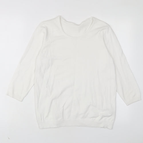 BHS Womens White Collared Cotton Pullover Jumper Size 14