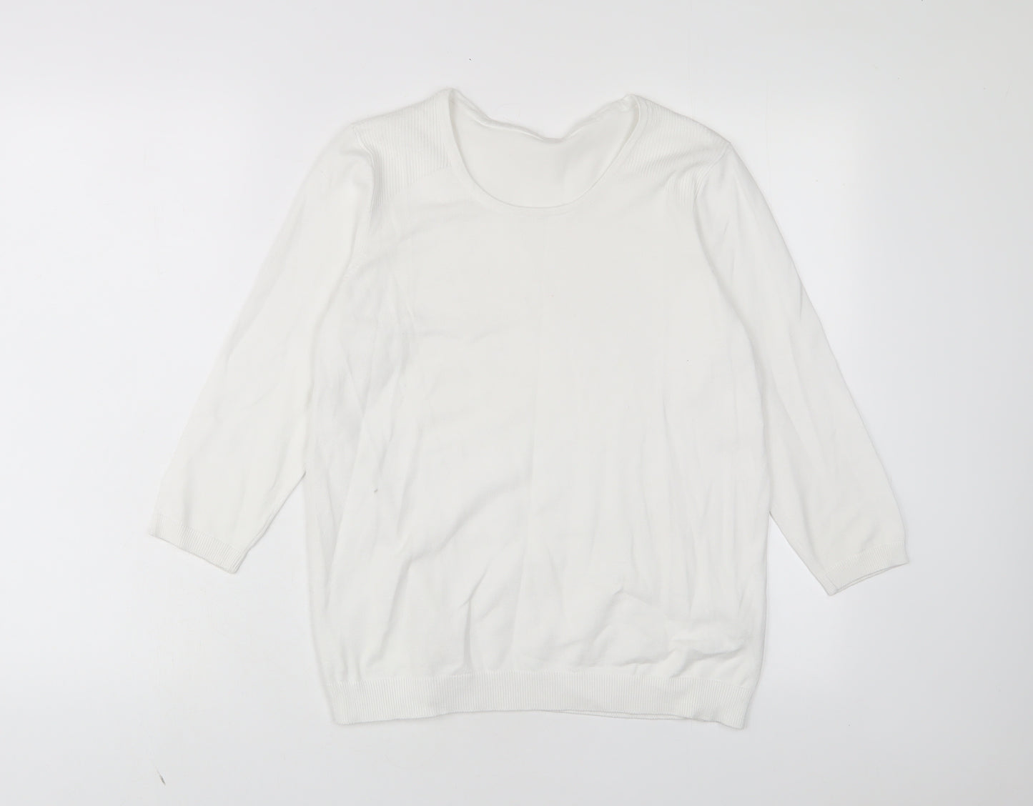 BHS Womens White Collared Cotton Pullover Jumper Size 14