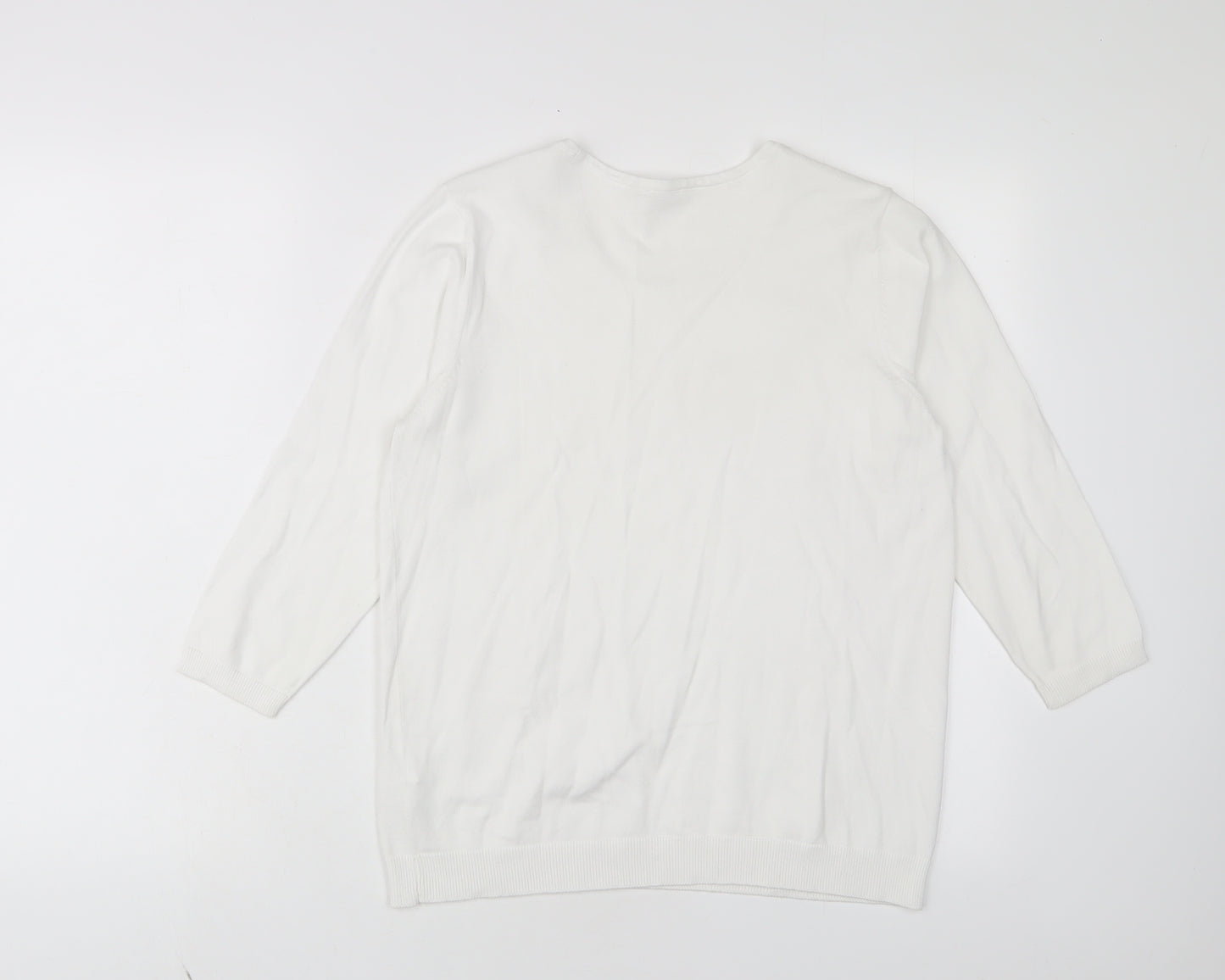 BHS Womens White Collared Cotton Pullover Jumper Size 14