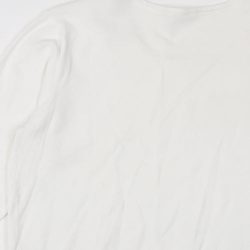 BHS Womens White Collared Cotton Pullover Jumper Size 14