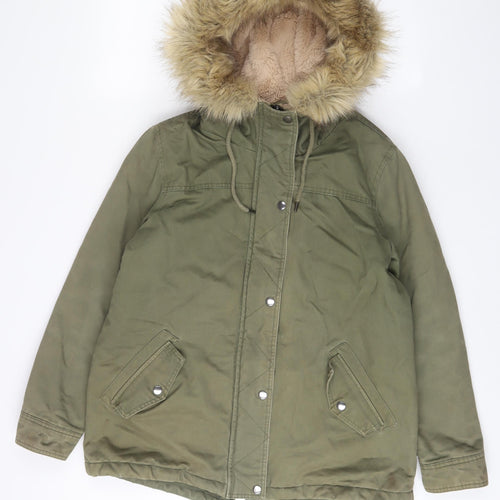 NEXT Womens Green Parka Coat Size 8 Zip - Pockets
