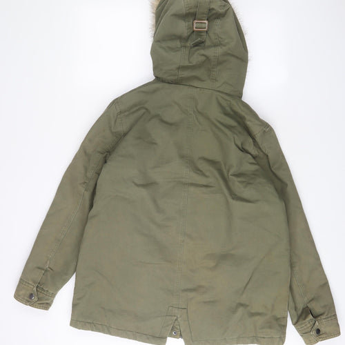 NEXT Womens Green Parka Coat Size 8 Zip - Pockets