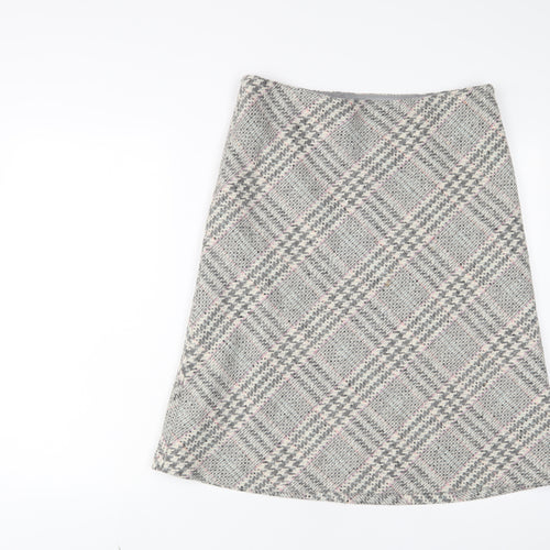 Betty Barclay Womens Grey Plaid Wool A-Line Skirt Size 14 Zip