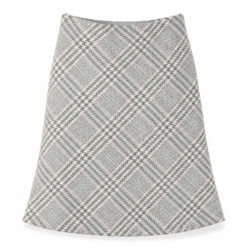 Betty Barclay Womens Grey Plaid Wool A-Line Skirt Size 14 Zip
